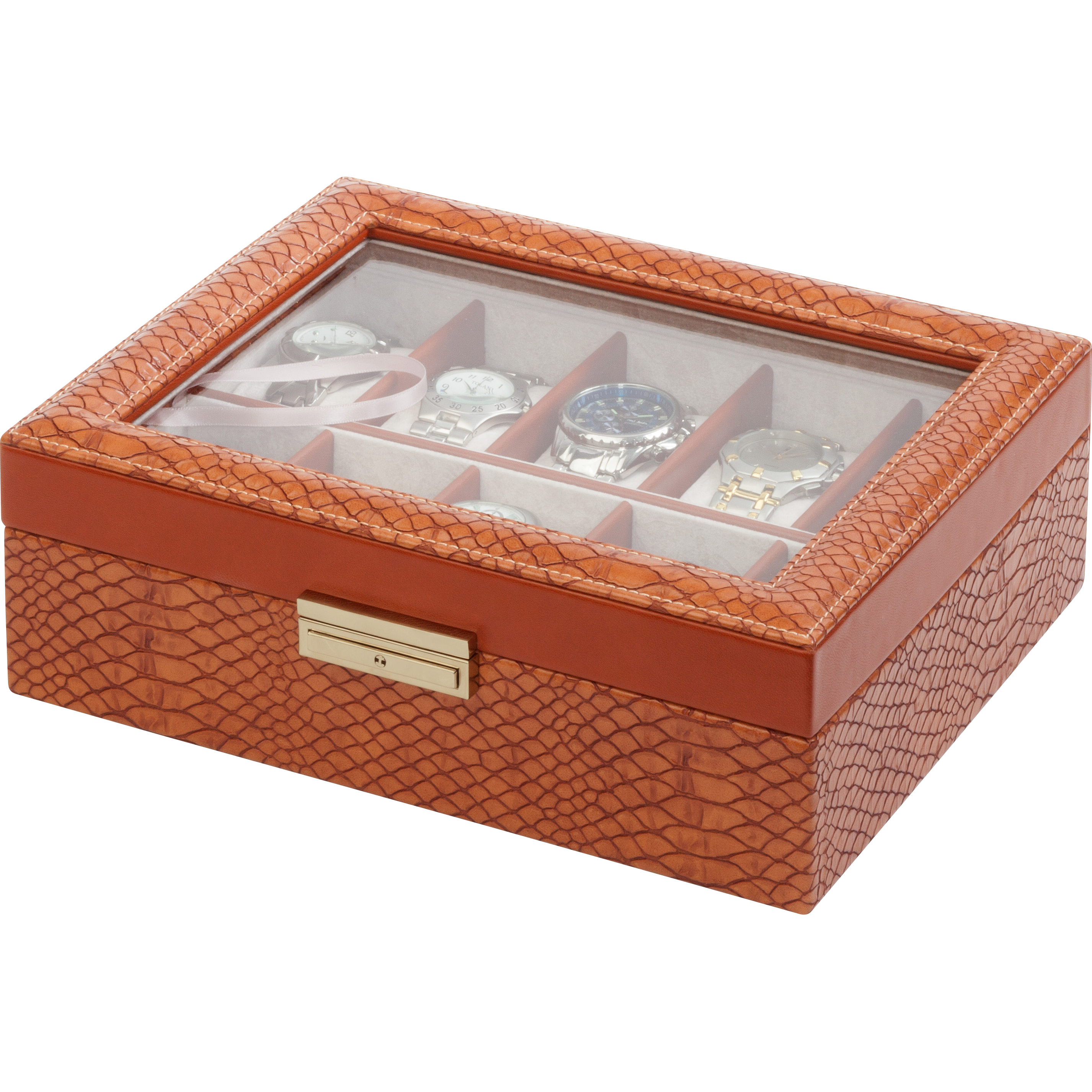 Orbita Roma 10-Unit Watch Case In Lizard Leather - Watchwindersplus