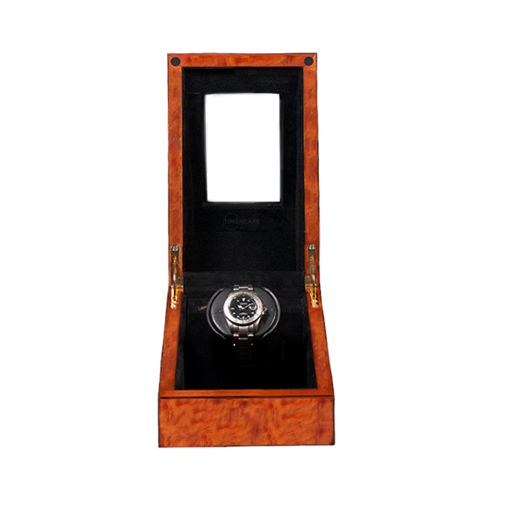 Orbita Siena Single-Unit Watch Winder in Burlwood - Watchwindersplus