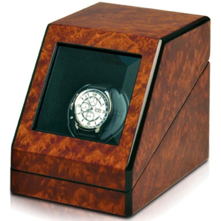 Orbita Siena Single-Unit Watch Winder in Burlwood - Watchwindersplus