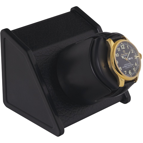 Orbita Sparta Single-Unit Watch Winder in Black Leatherette - Watchwindersplus