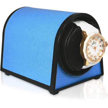 Orbita Sparta Mini Single-Unit Watch Winder In Blue Leatherette - Watchwindersplus