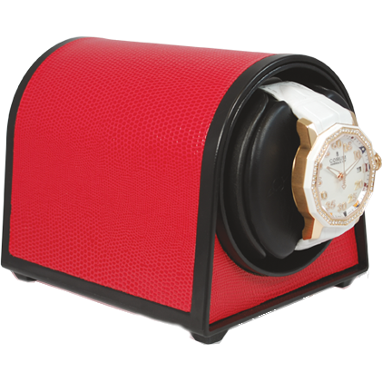 Orbita Sparta Mini Single-Unit Watch Winder In Red Leatherette - Watchwindersplus