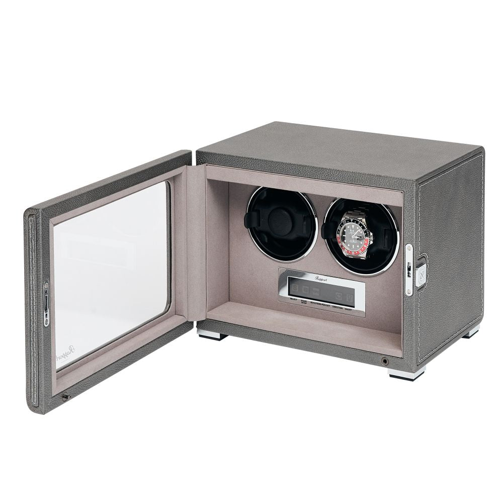Rapport - Quantum Watch Winder Double in Silver Leather | W622