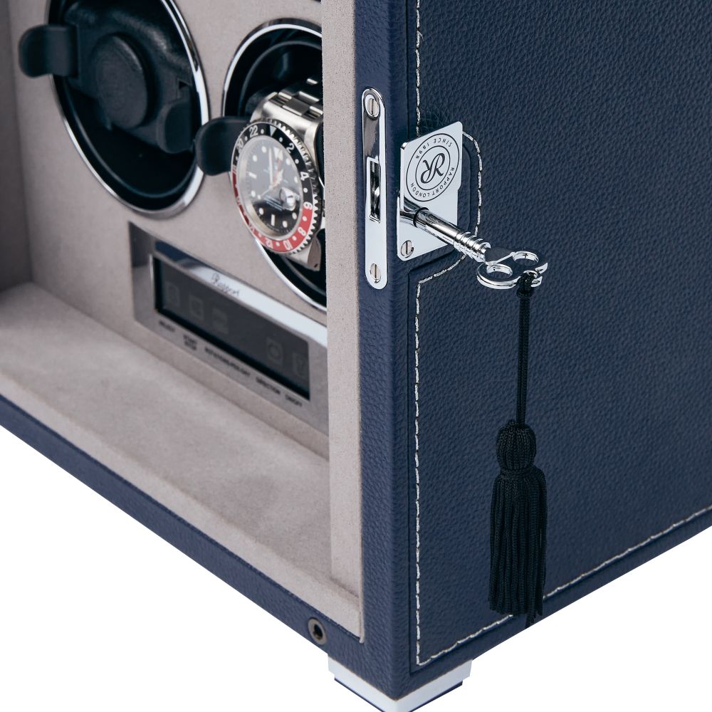 Rapport - Quantum Quad Watch Winder in Blue Leather | W634