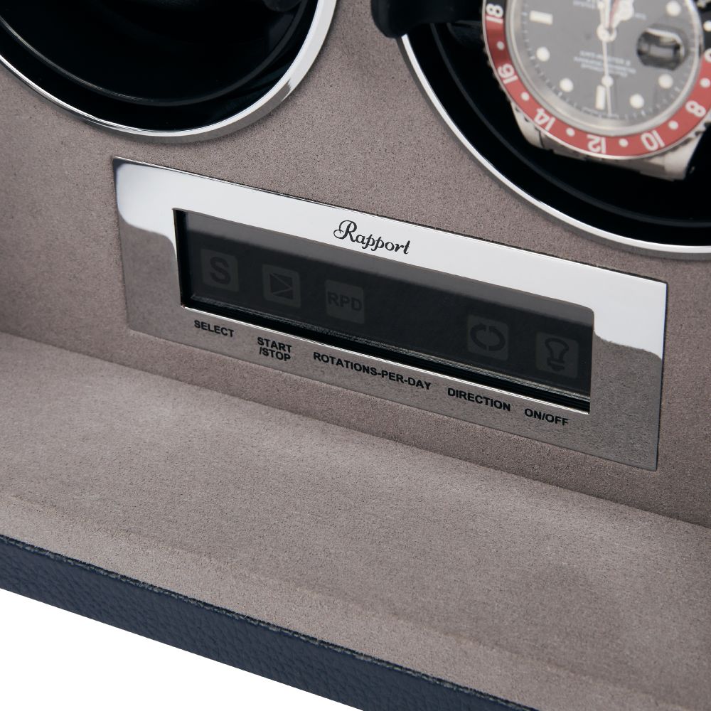Rapport - Quantum Watch Winder Quad in Blue Leather | W634