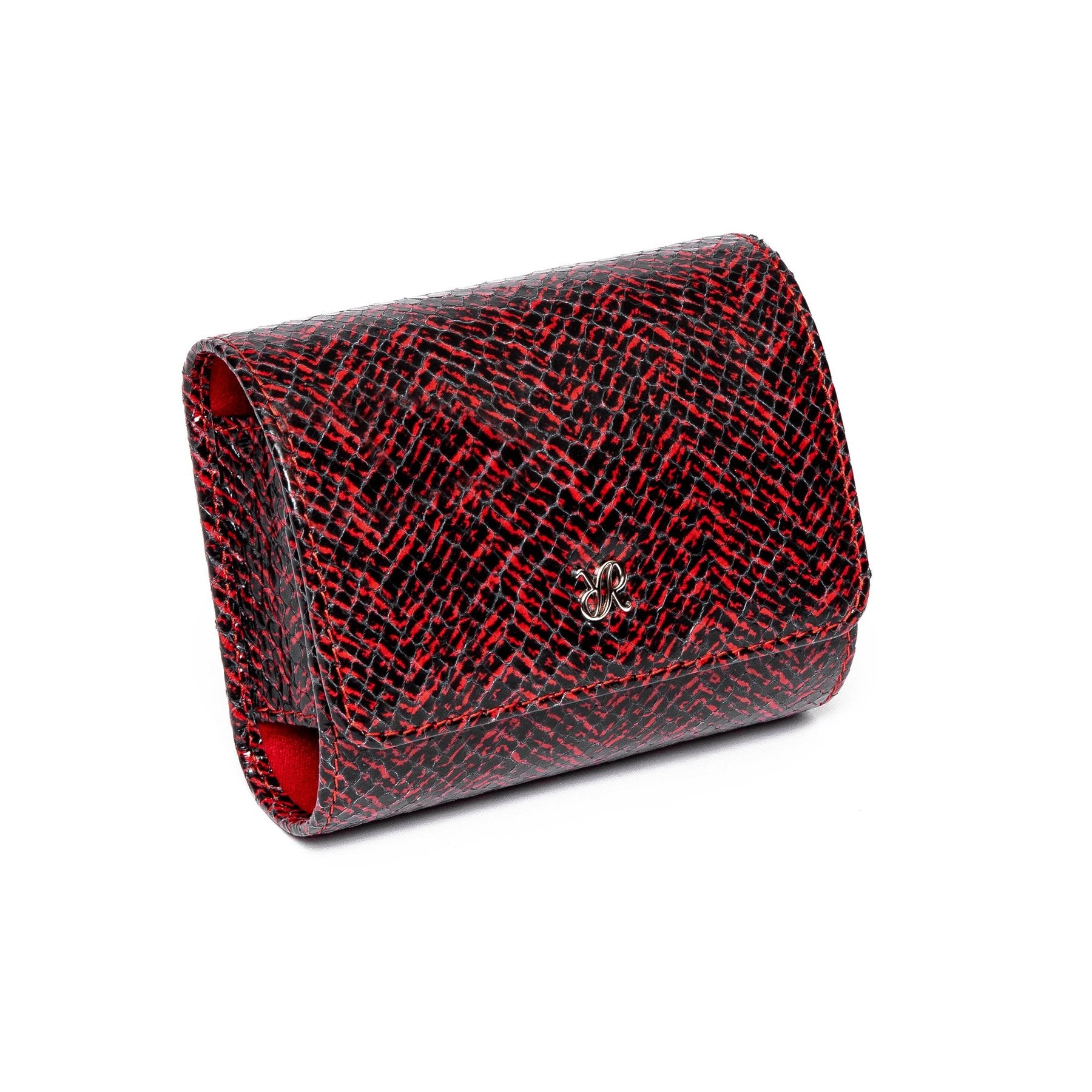 Rapport Marlow Watch Roll Single in Red Herringbone D146 - Watchwindersplus