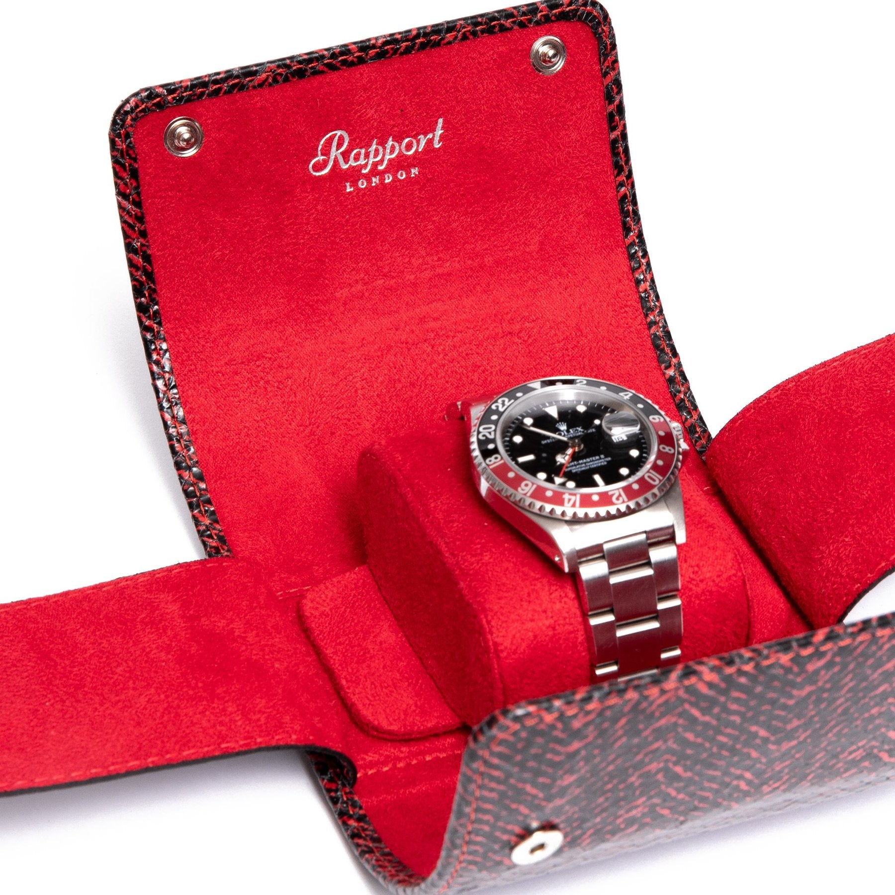 Rapport Marlow Watch Roll Single in Red Herringbone D146 - Watchwindersplus