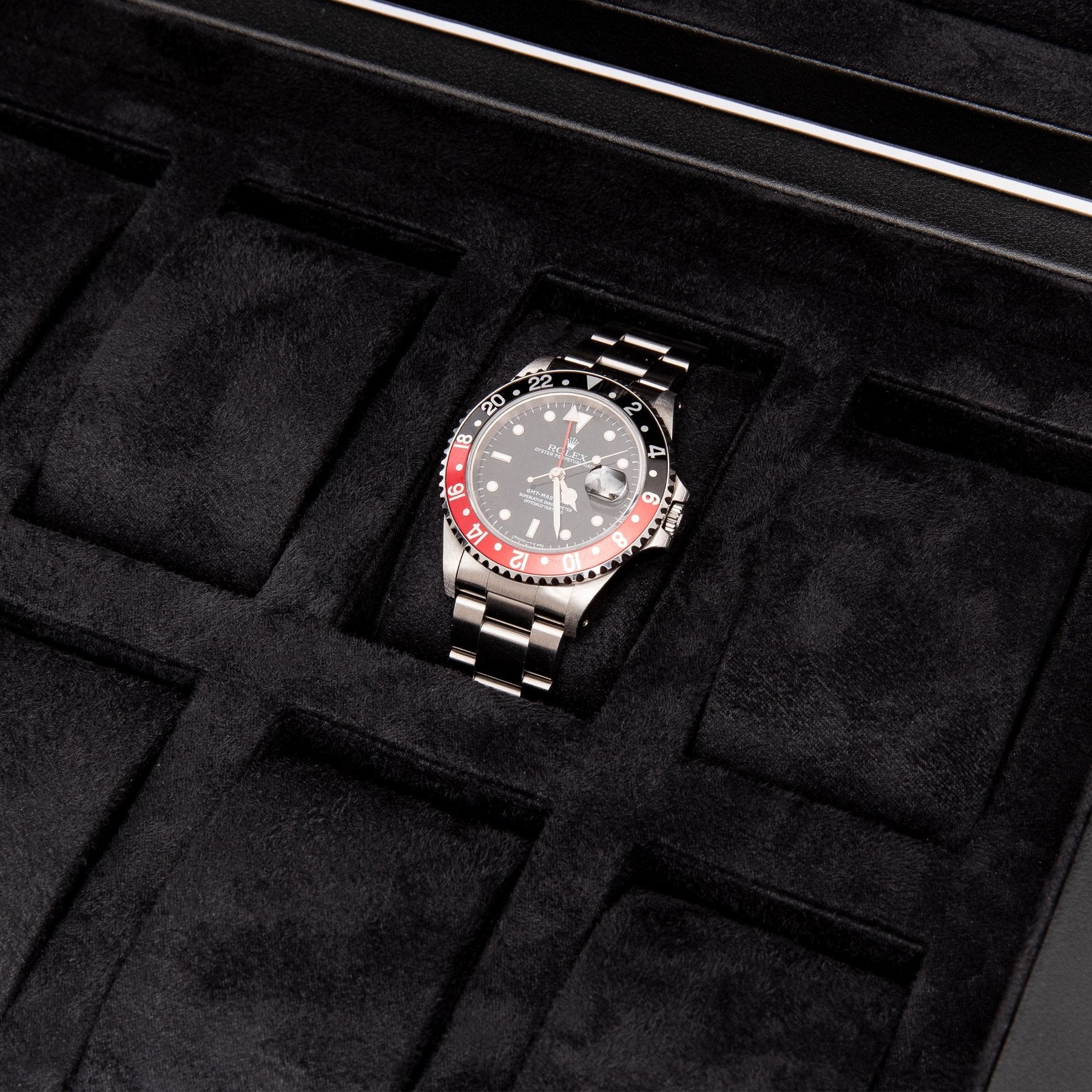 Rapport 8-Unit Vantage Watch Box in Black Leather L435 - Watchwindersplus