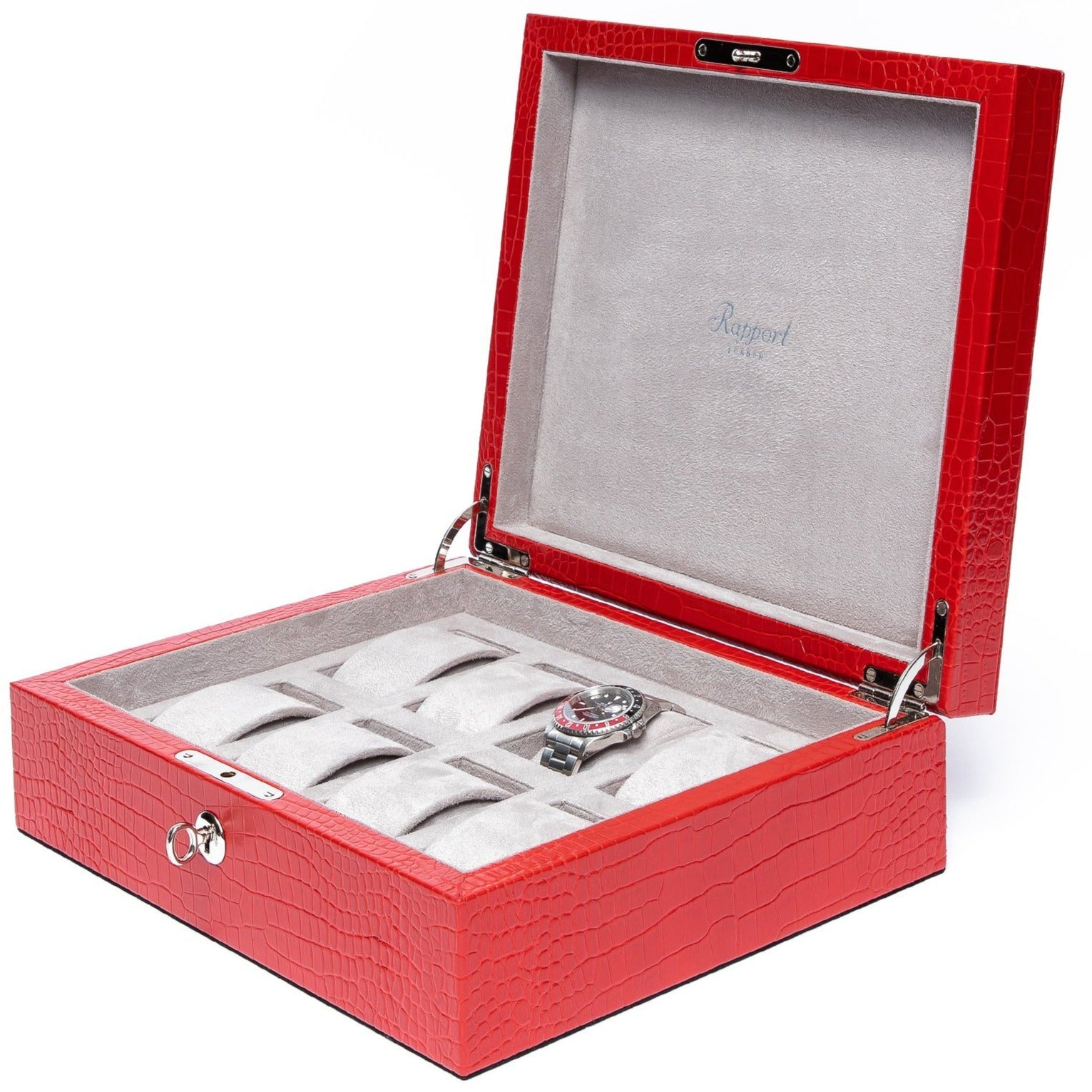 Rapport 8-Unit Brompton Watch Box in Red Croco L267 - Watchwindersplus