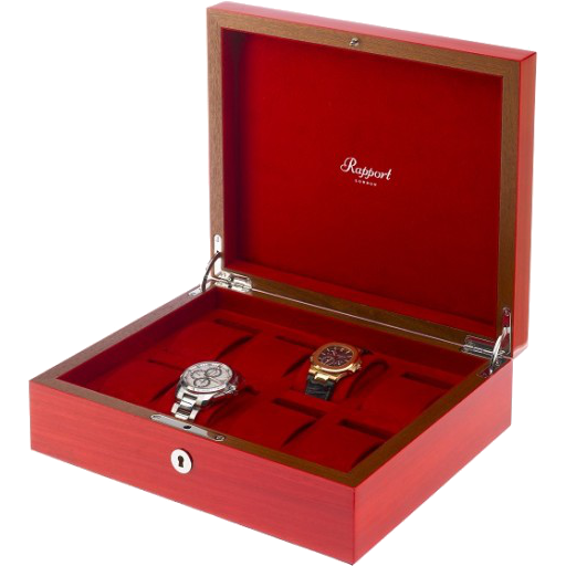 Rapport Heritage Wood Watch Box in Red L421 - Watchwindersplus