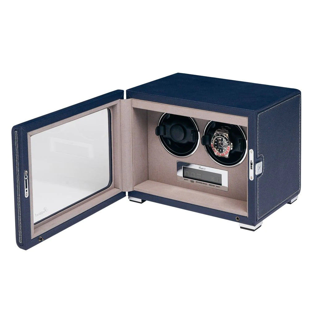 Rapport - Quantum Watch Winder Double in Blue Leather | W632