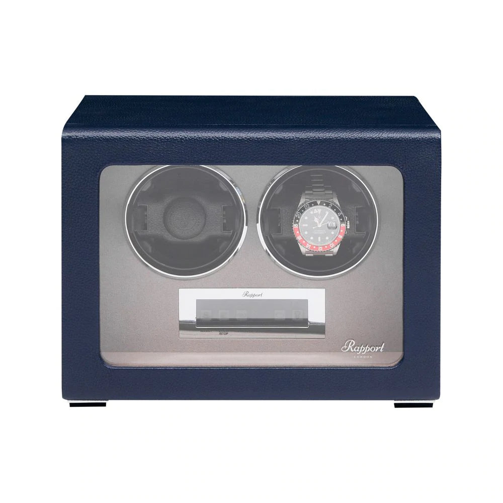 Rapport - Quantum Double Watch Winder in Blue Leather | W632