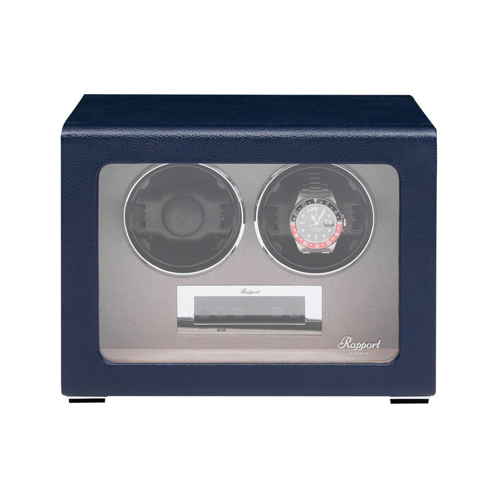 Rapport - Quantum Watch Winder Double in Blue Leather | W632