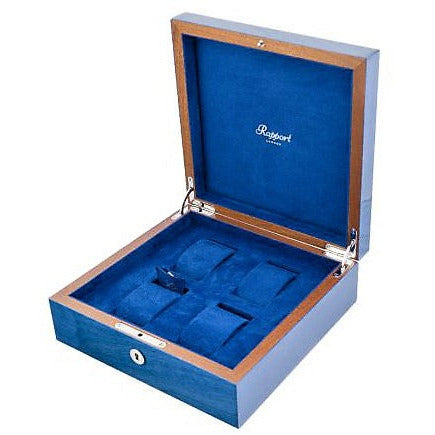 Rapport Heritage Wood Watch Box in Blue L400 - Watchwindersplus