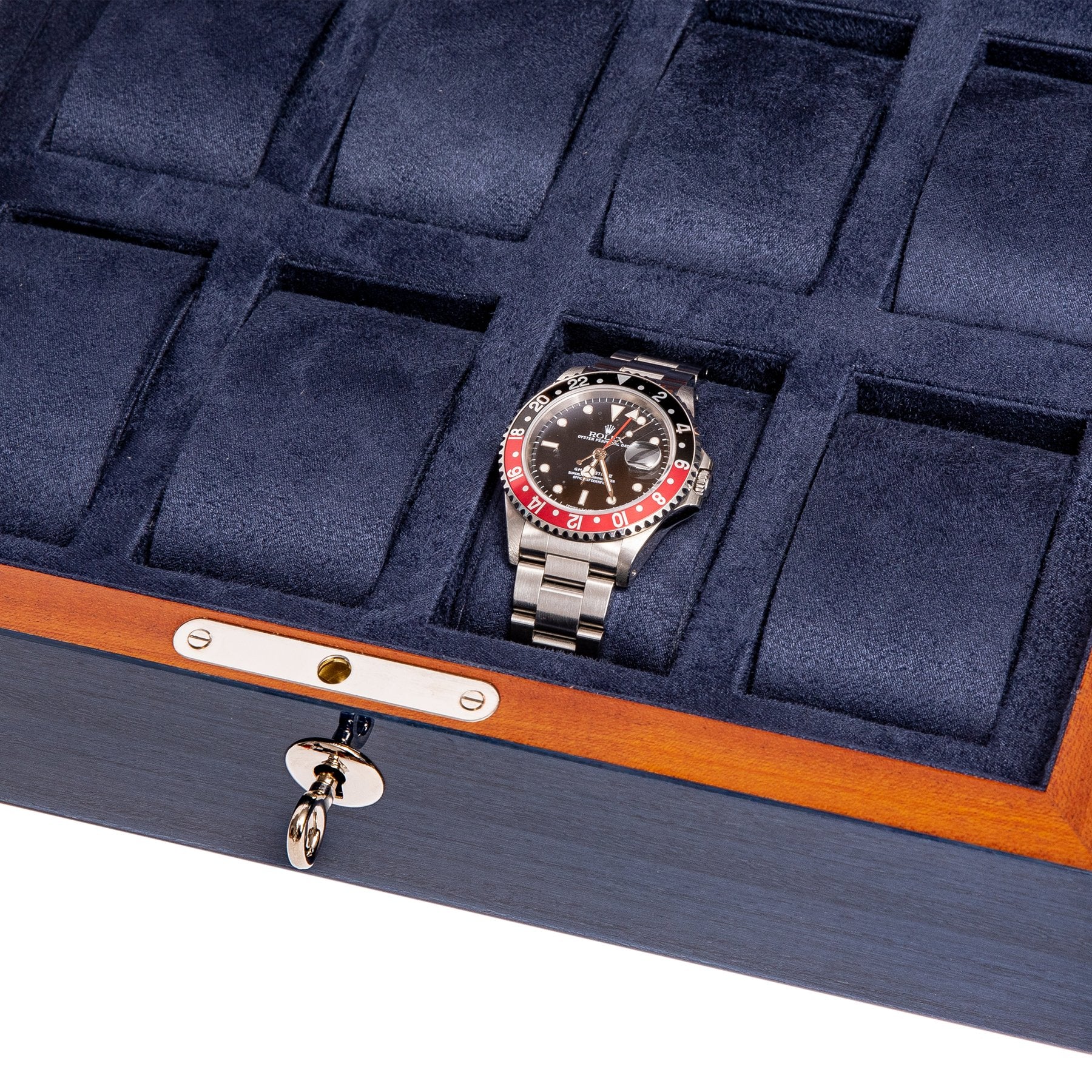 Rapport Heritage Wood Watch Box in Blue L401 - Watchwindersplus