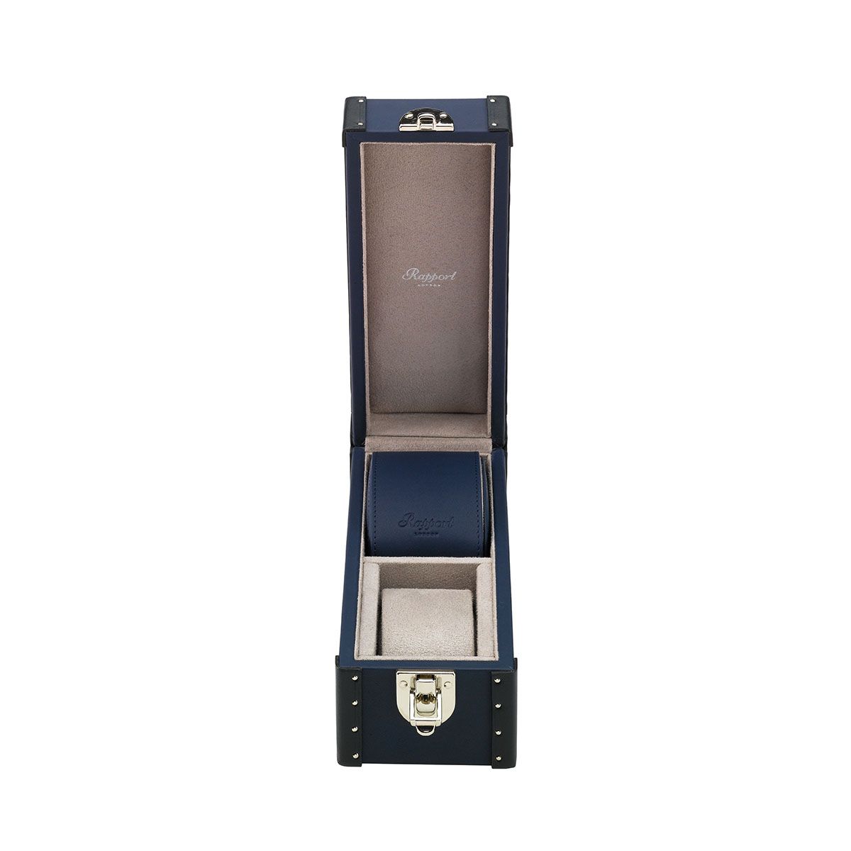 Rapport Kensington Watch Box Double in Blue Leather L320 - Watchwindersplus