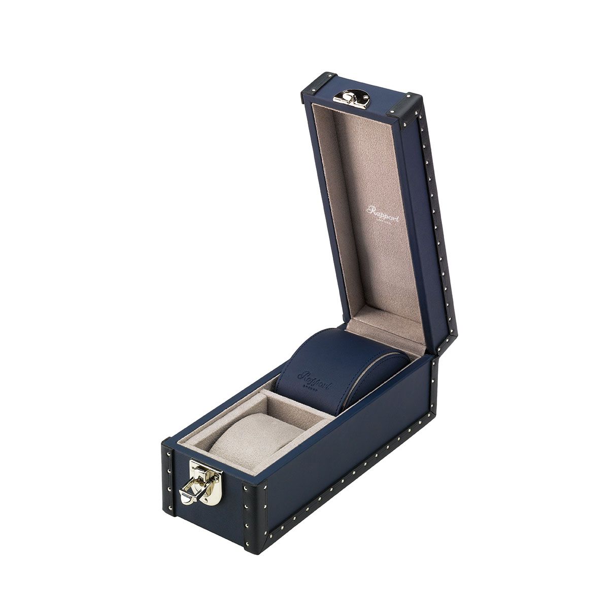 Rapport Kensington Watch Box Double in Blue Leather L320 - Watchwindersplus