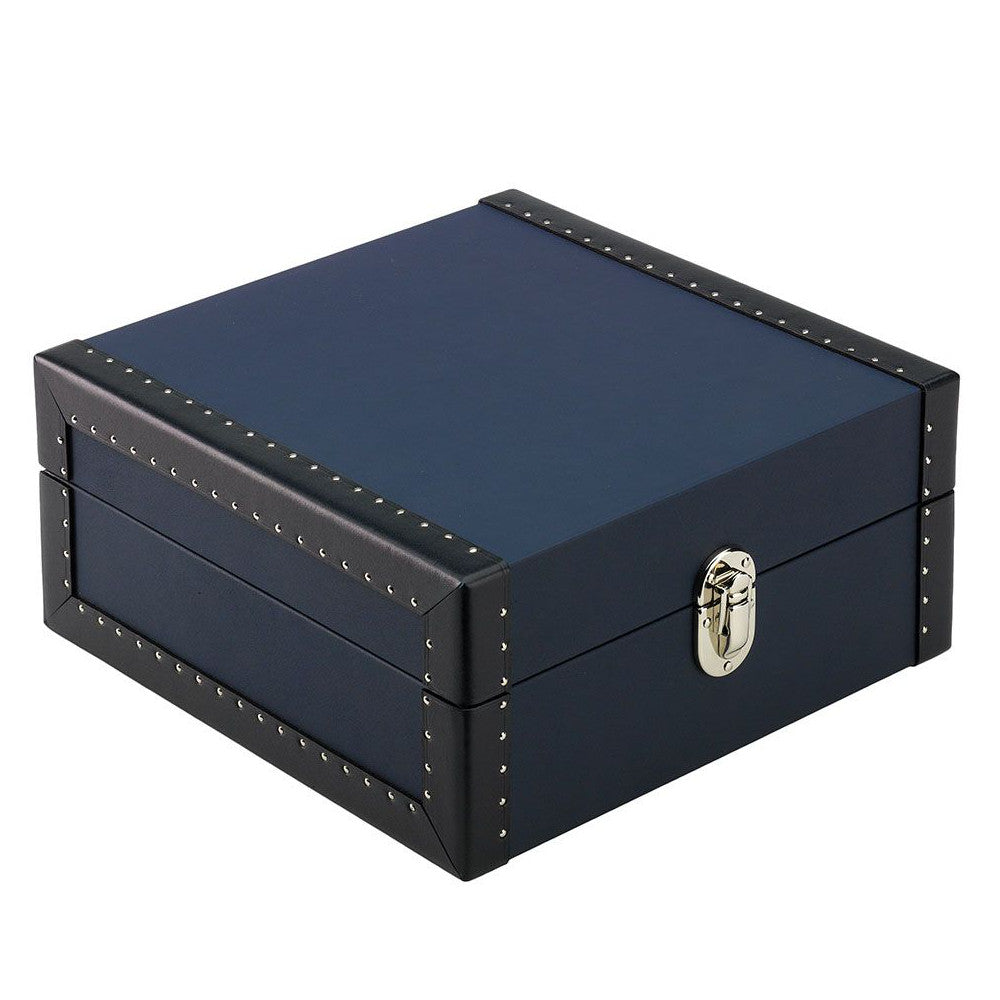 Rapport Kensington 6-Unit Multi-storage Watch Box in Blue Leather D321 - Watchwindersplus