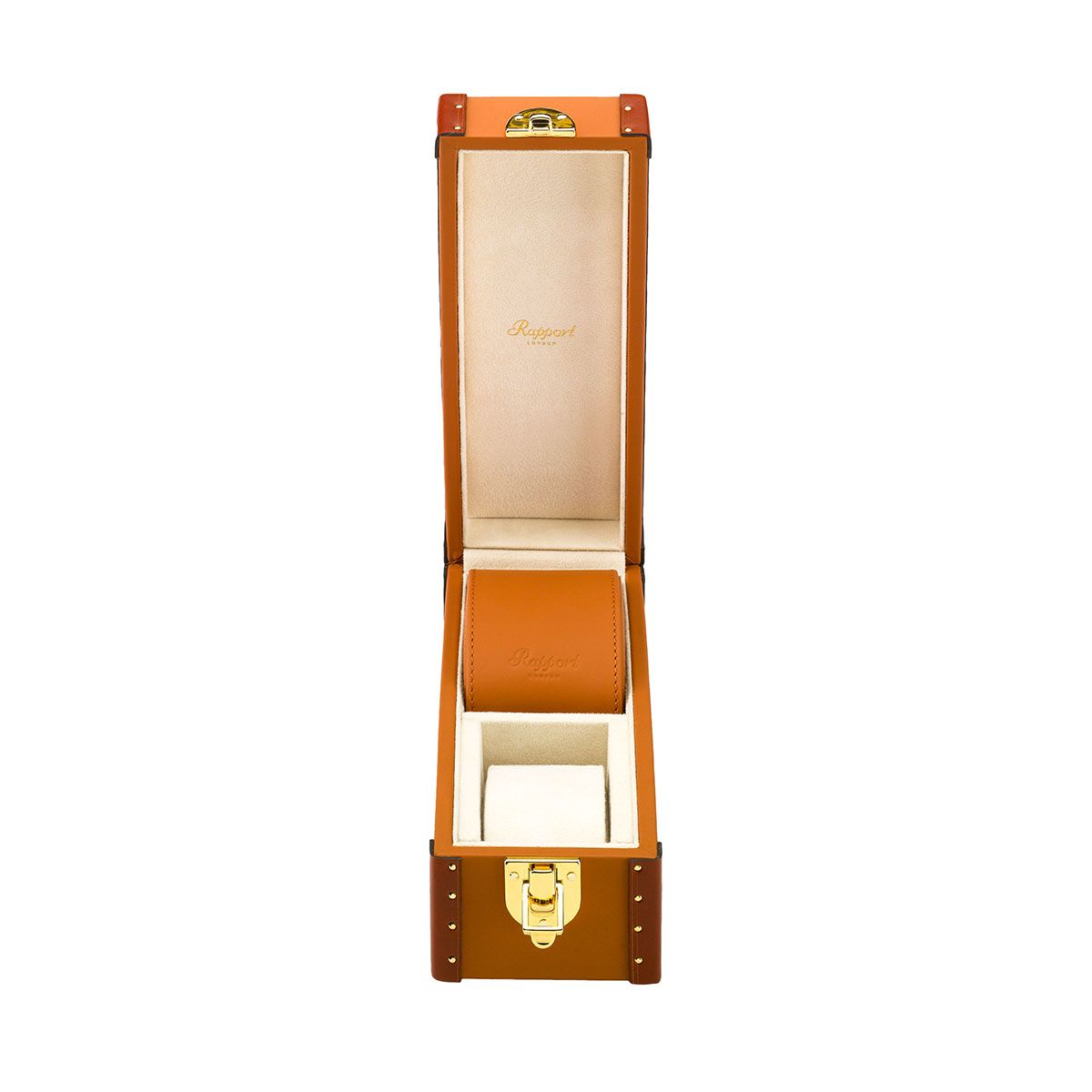 Rapport Kensington Watch Box Double in Tan Leather L325 - Watchwindersplus