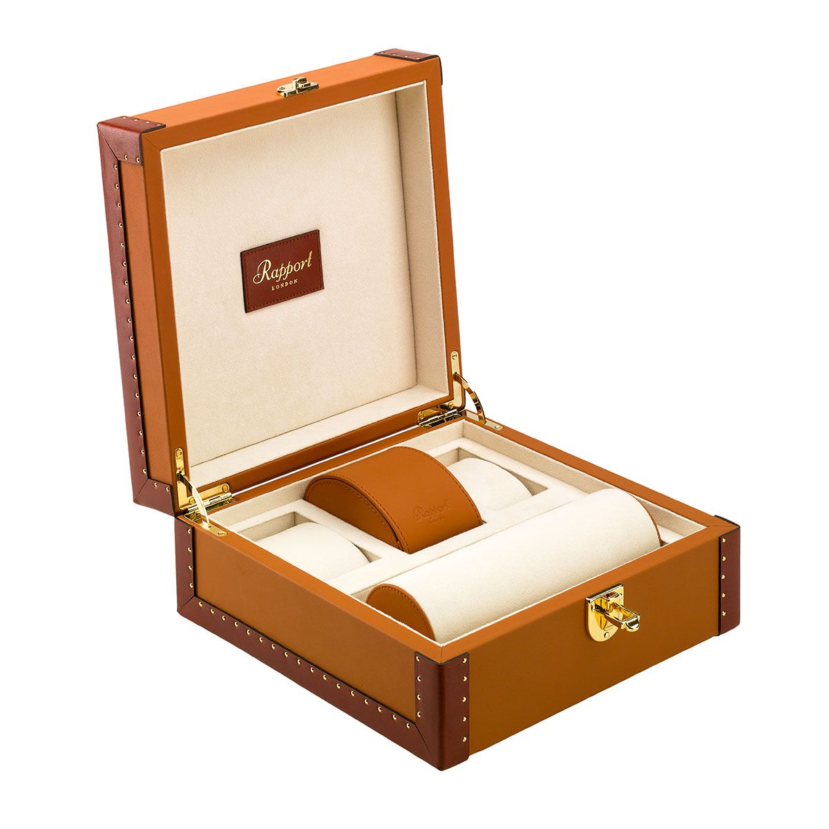 Rapport Kensington 6-Unit Multi-storage Watch Box in Tan Leather D326 - Watchwindersplus