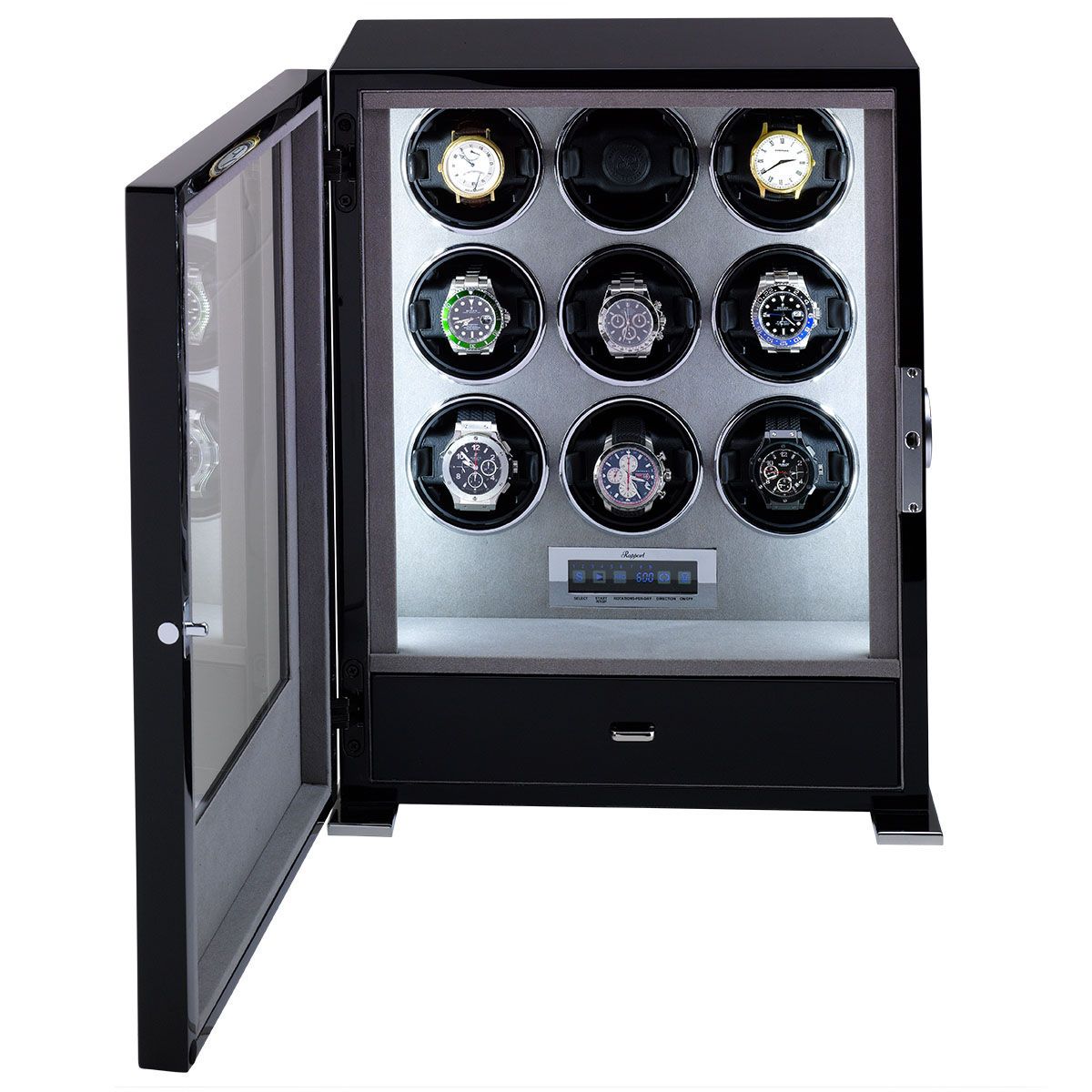 Rapport Paramount 9-Unit Watch Winder in Ebony W209 - Watchwindersplus