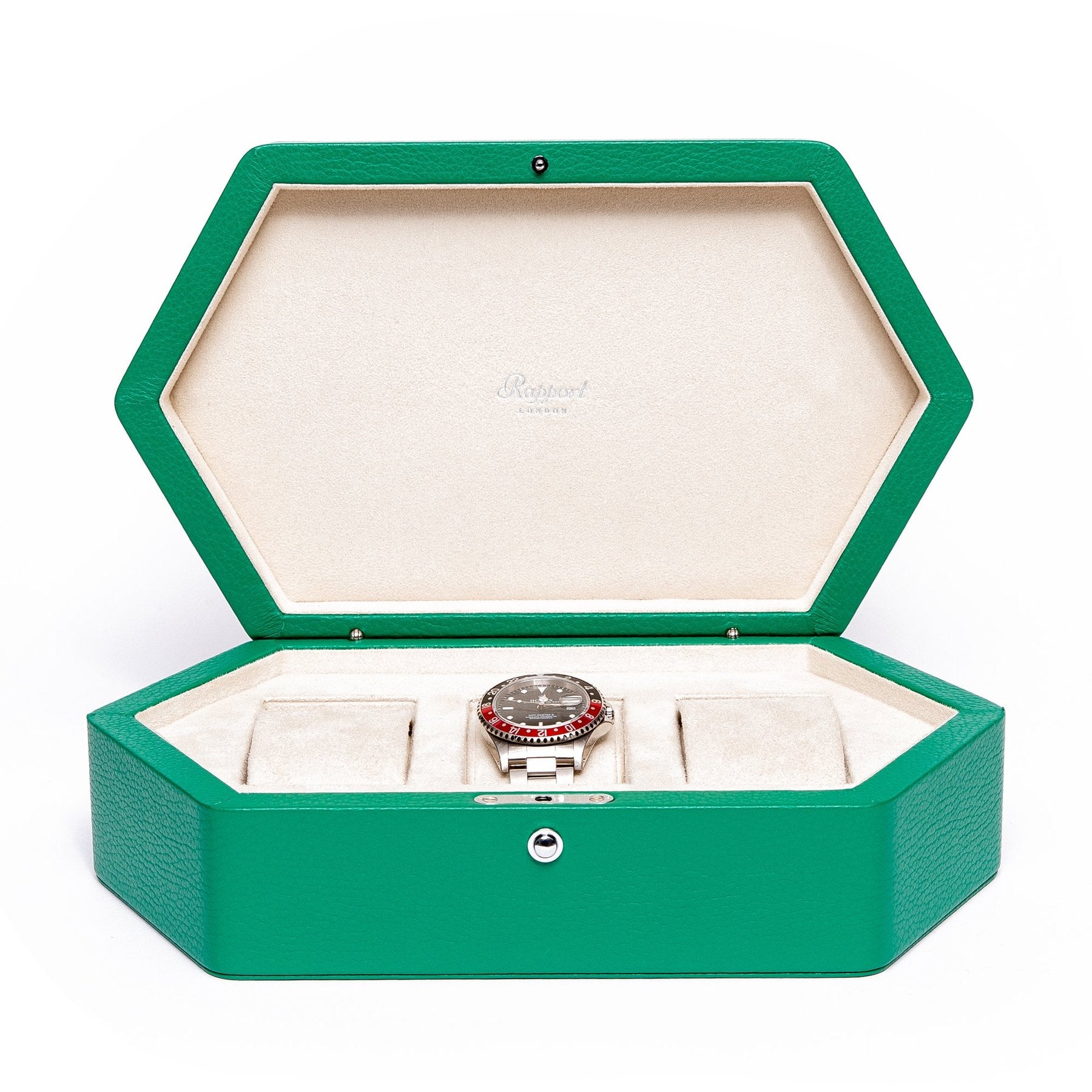 Rapport Portobello Watch Box in Green Leather TA44 - Watchwindersplus