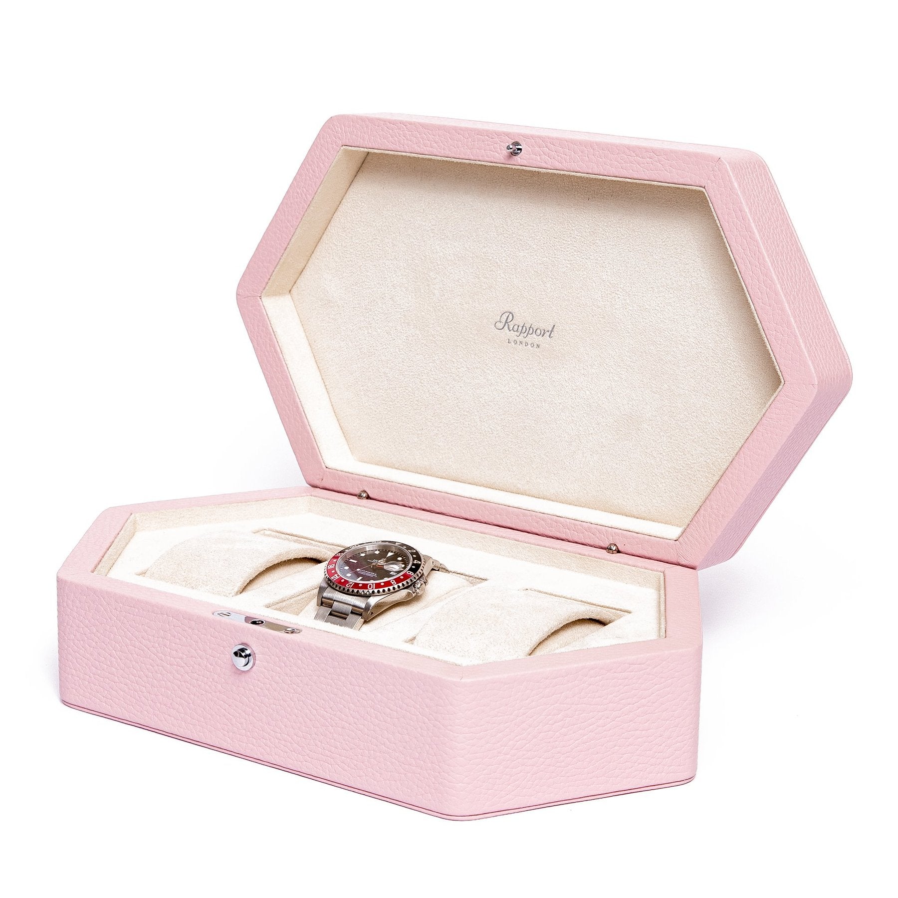Rapport Portobello Watch Box in Pink Leather TA40 - Watchwindersplus