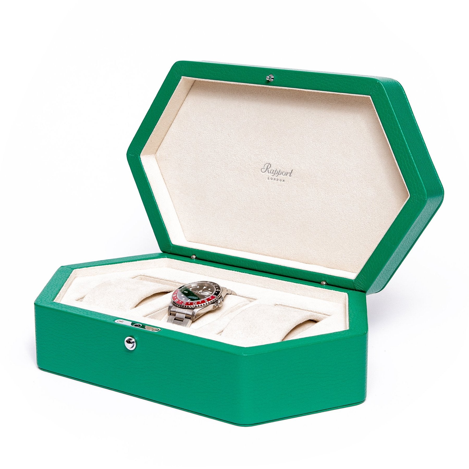 Rapport Portobello Watch Box in Green Leather TA44 - Watchwindersplus