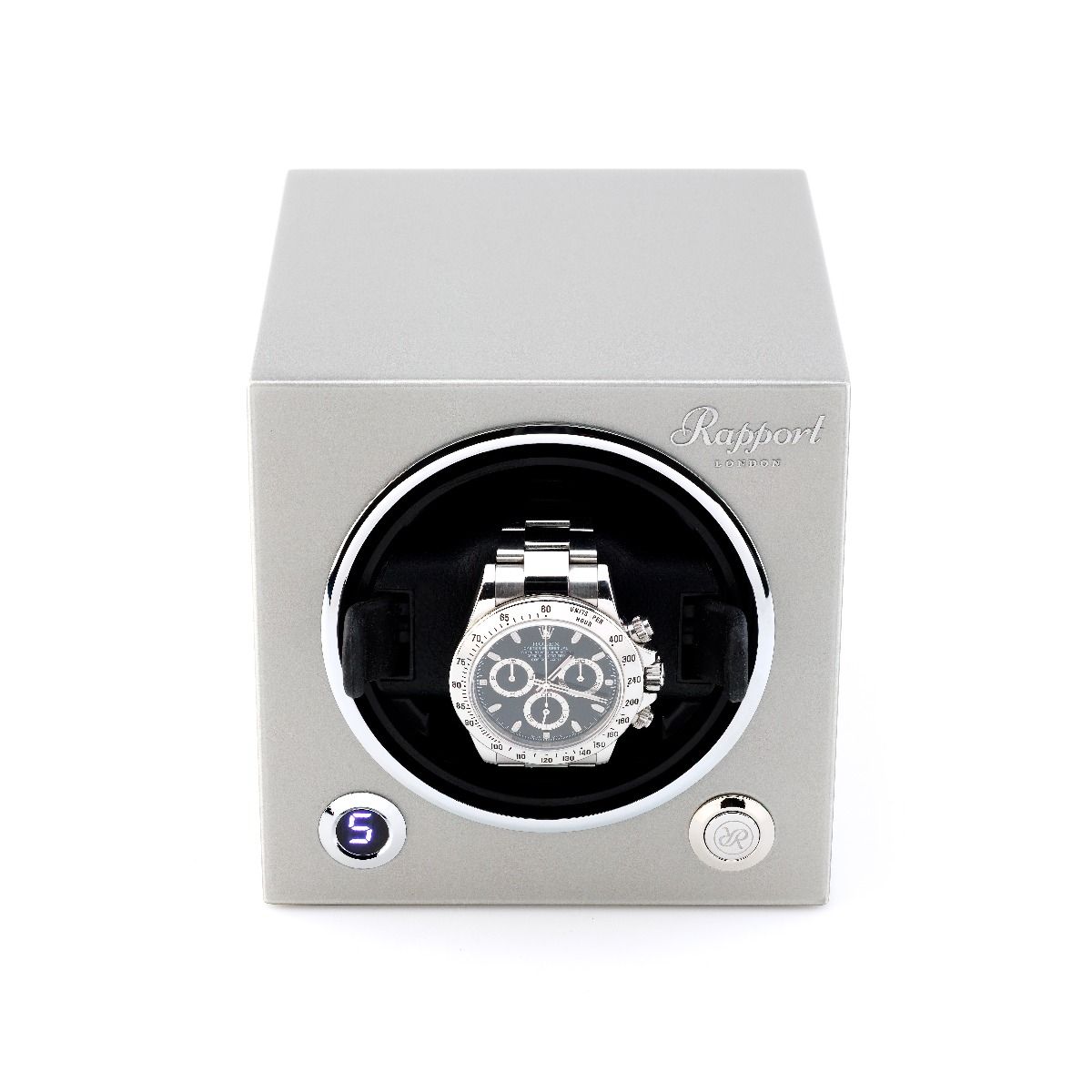 Rapport Evolution Cube Watch Winder Single in Grey EVO45 - Watchwindersplus