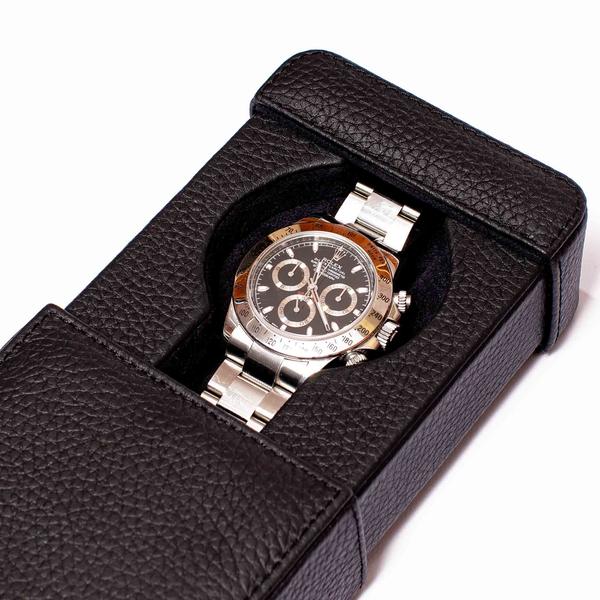 Rapport Berkeley Watch Slipcase Single in Black Leather D160 - Watchwindersplus