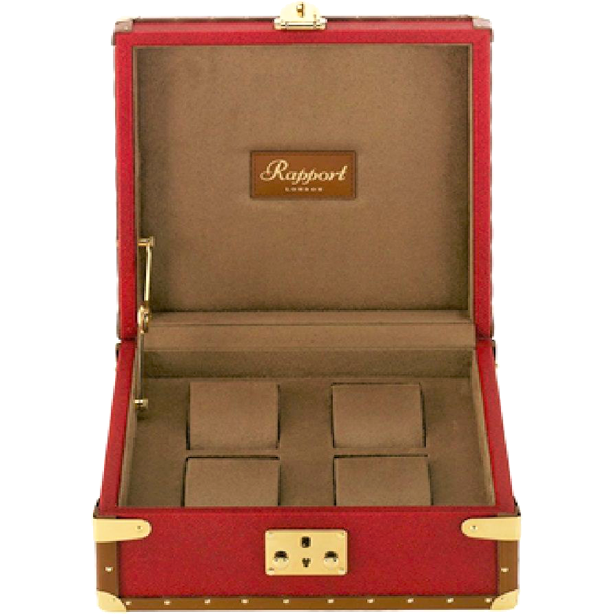 Rapport Classic Collector Watch Box Quad in Red Leather L304 - Watchwindersplus