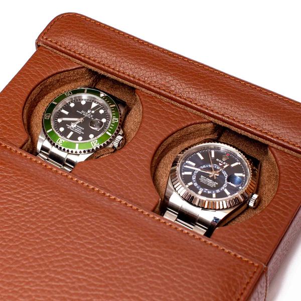 Rapport Berkeley Watch Slipcase Double in Brown Leather D171 - Watchwindersplus