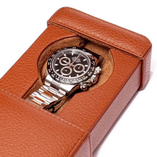 Rapport Berkeley Watch Slipcase Single in Brown Leather D161 - Watchwindersplus