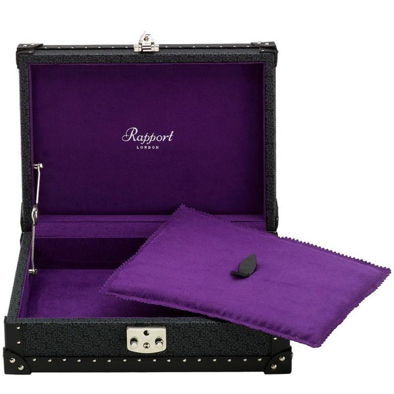 Rapport Multi-Storage Monogram Box in Black Leather L300 - Watchwindersplus