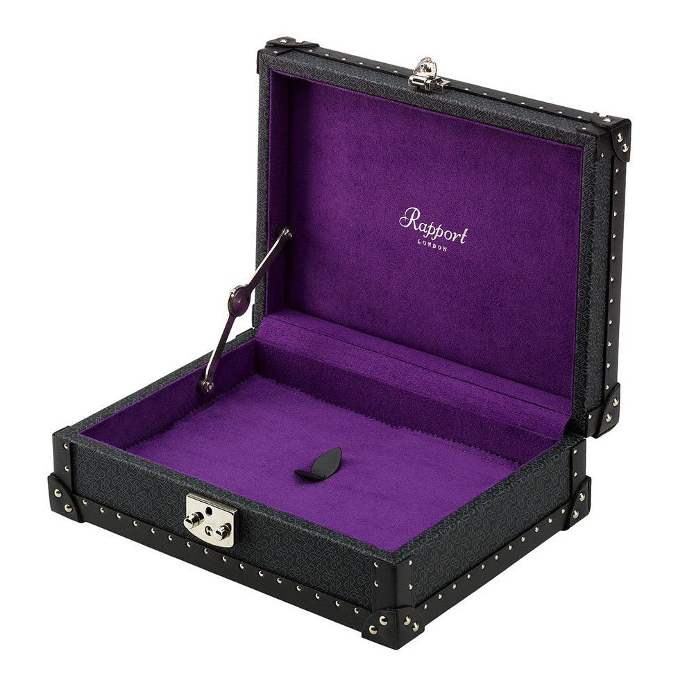 Rapport Multi-Storage Monogram Box in Black Leather L300 - Watchwindersplus