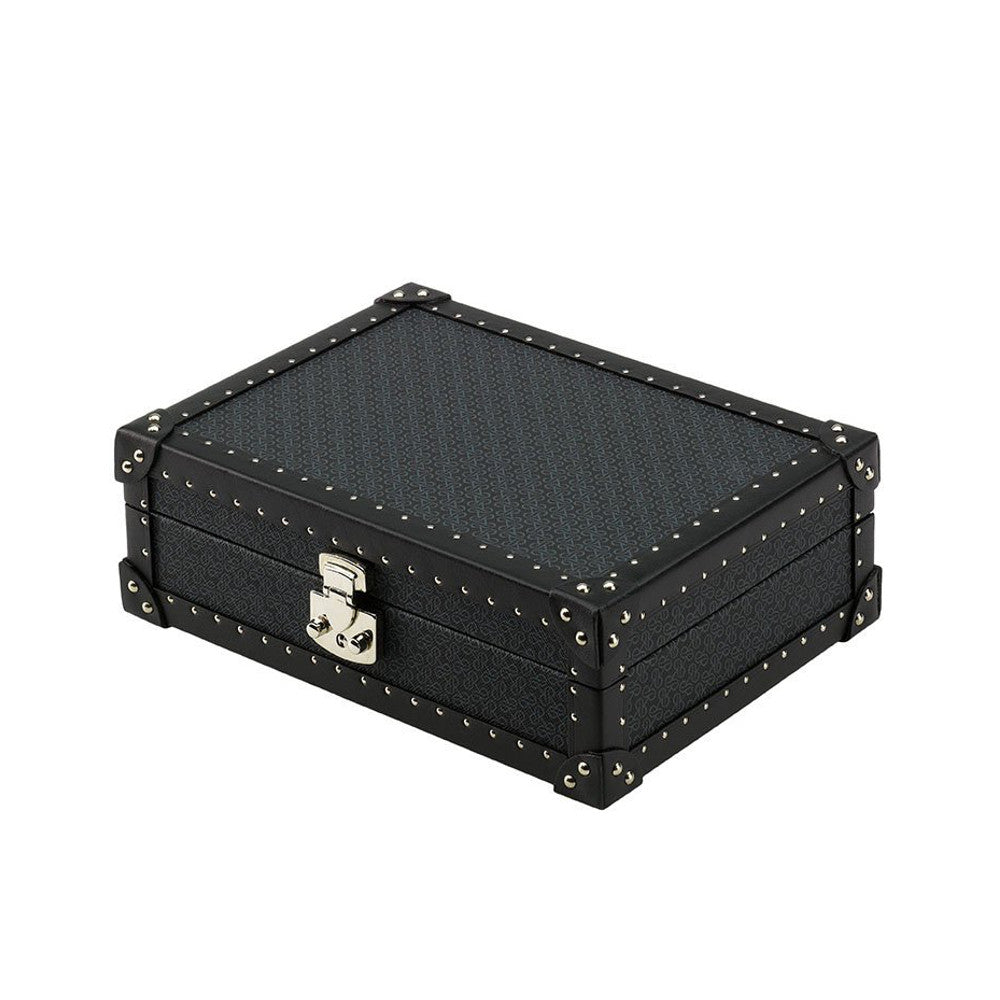 Rapport Multi-Storage Monogram Box in Black Leather L300 - Watchwindersplus