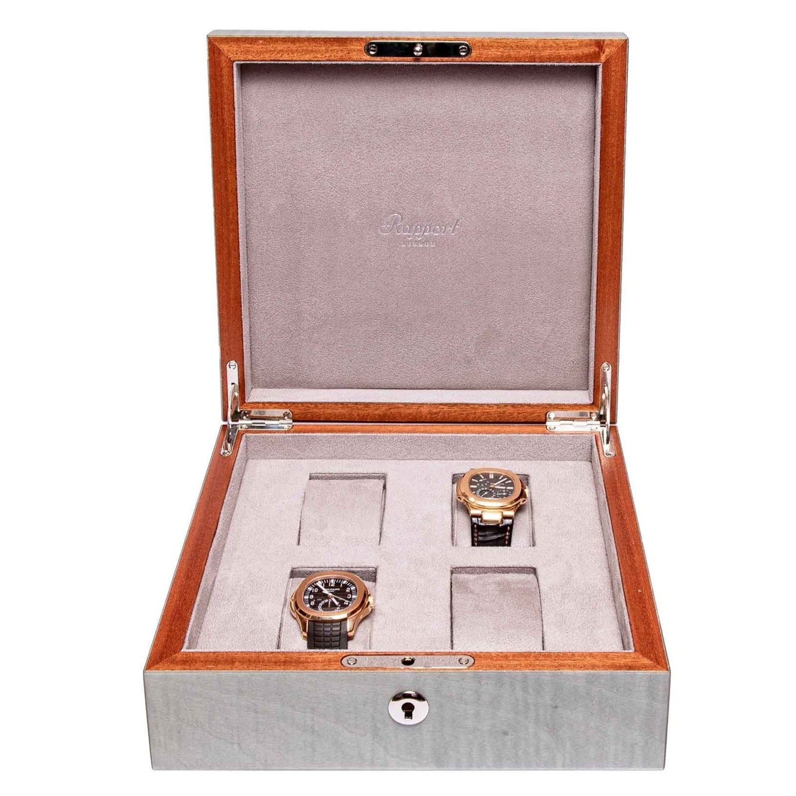 Rapport Heritage Wood Watch Box in Grey L415 - Watchwindersplus