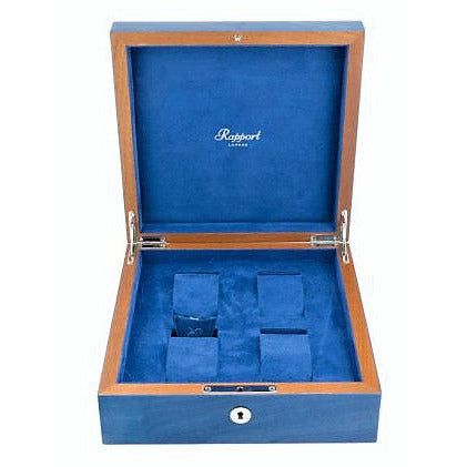 Rapport Heritage Wood Watch Box in Blue L400 - Watchwindersplus