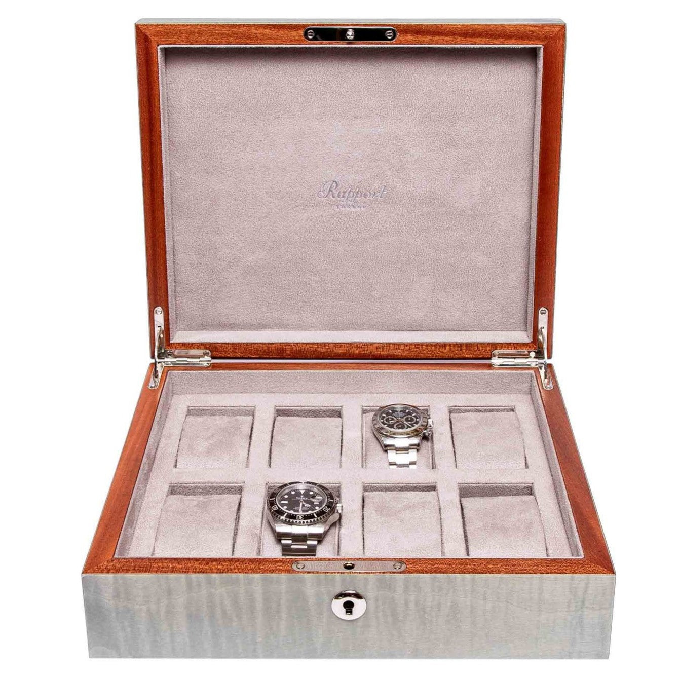 Rapport Heritage Wood Watch Box in Grey L416 - Watchwindersplus