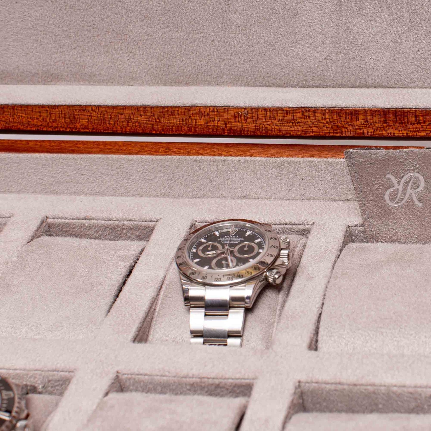Rapport Heritage Wood Watch Box in Grey L416 - Watchwindersplus