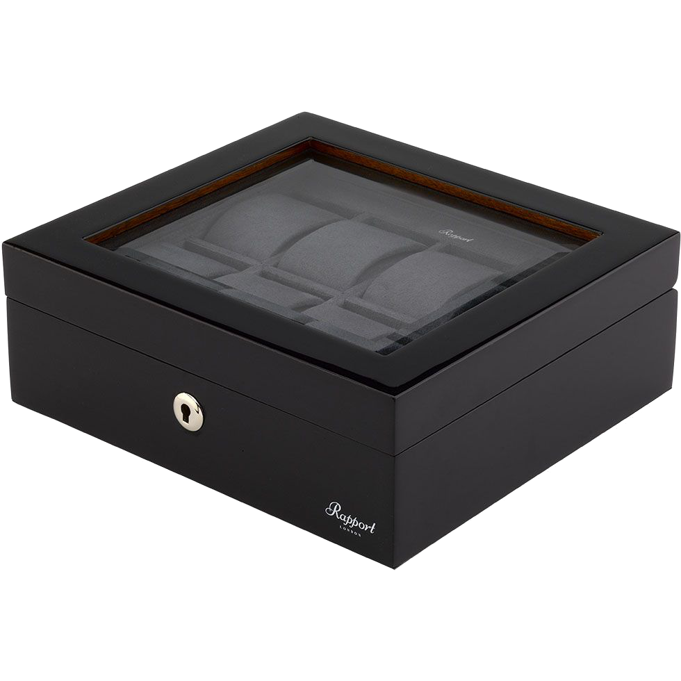 Rapport Optic Collector Watch Box in Charcoal L418 - Watchwindersplus