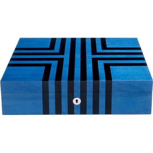 Rapport Labyrinth Wood Watch Box in Blue L440 - Watchwindersplus