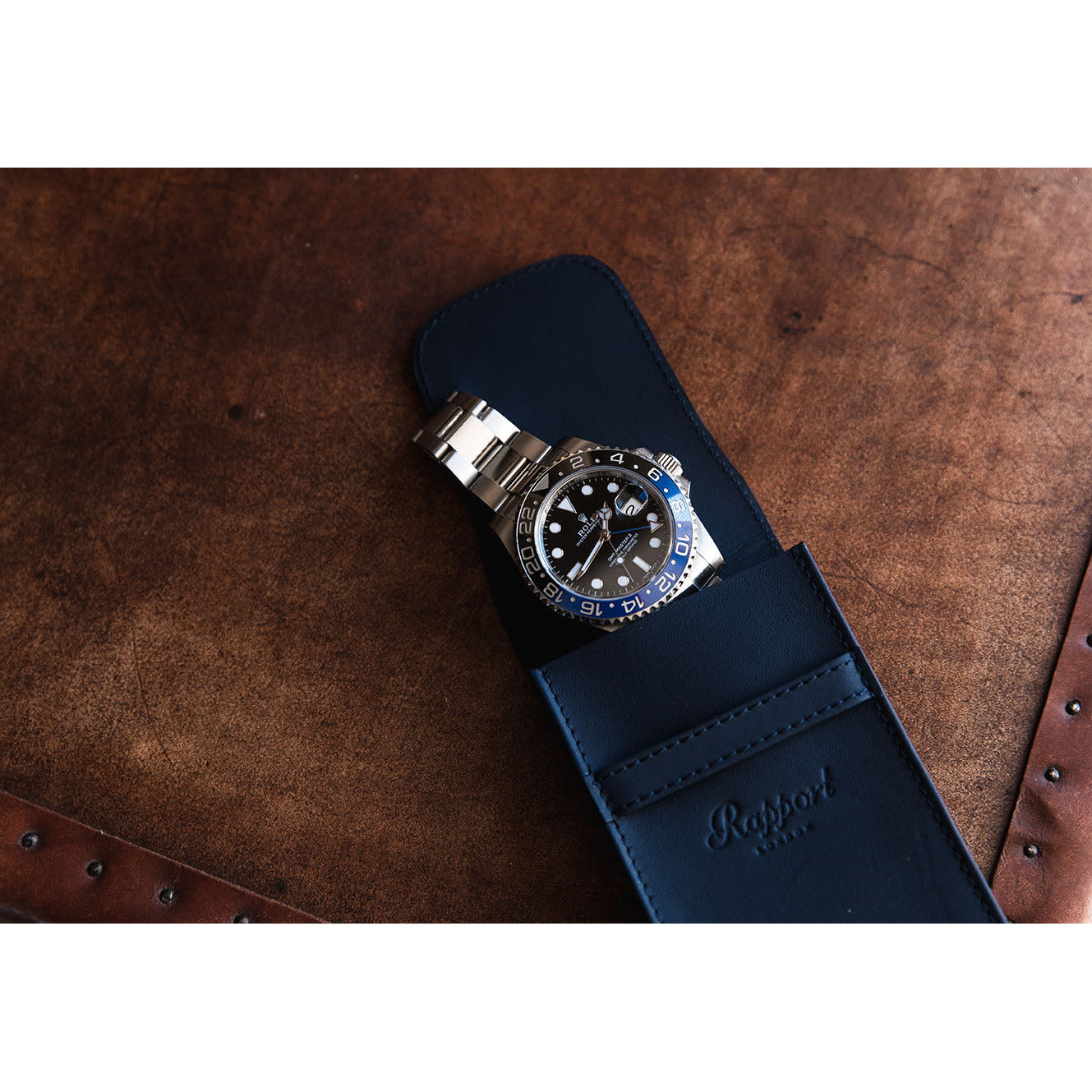 Rapport - Hyde Park Single Watch Pouch in Navy Leather | D288