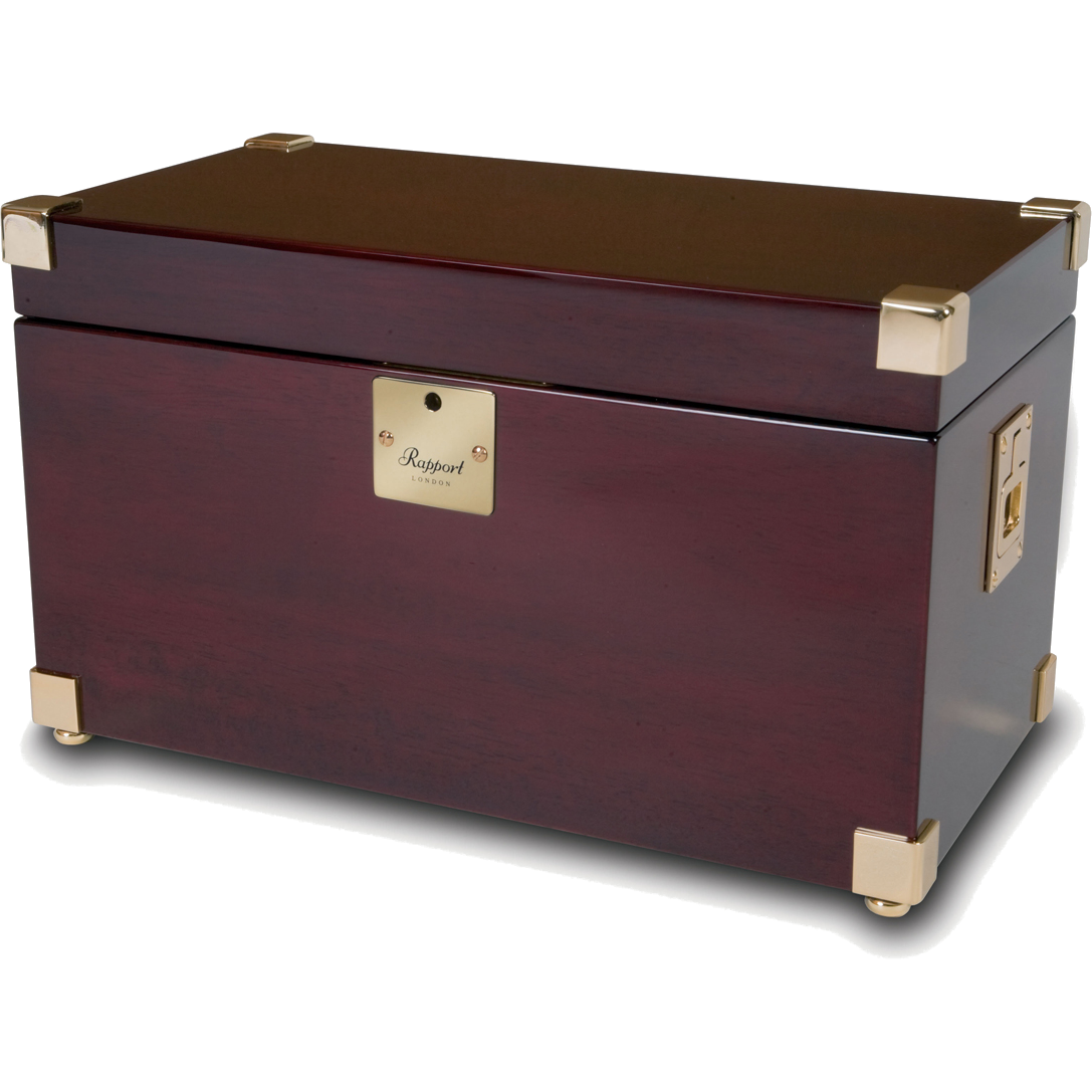 Rapport Captain's Optima Watch Winder Duo in Mahogany/Brass W272 - Watchwindersplus