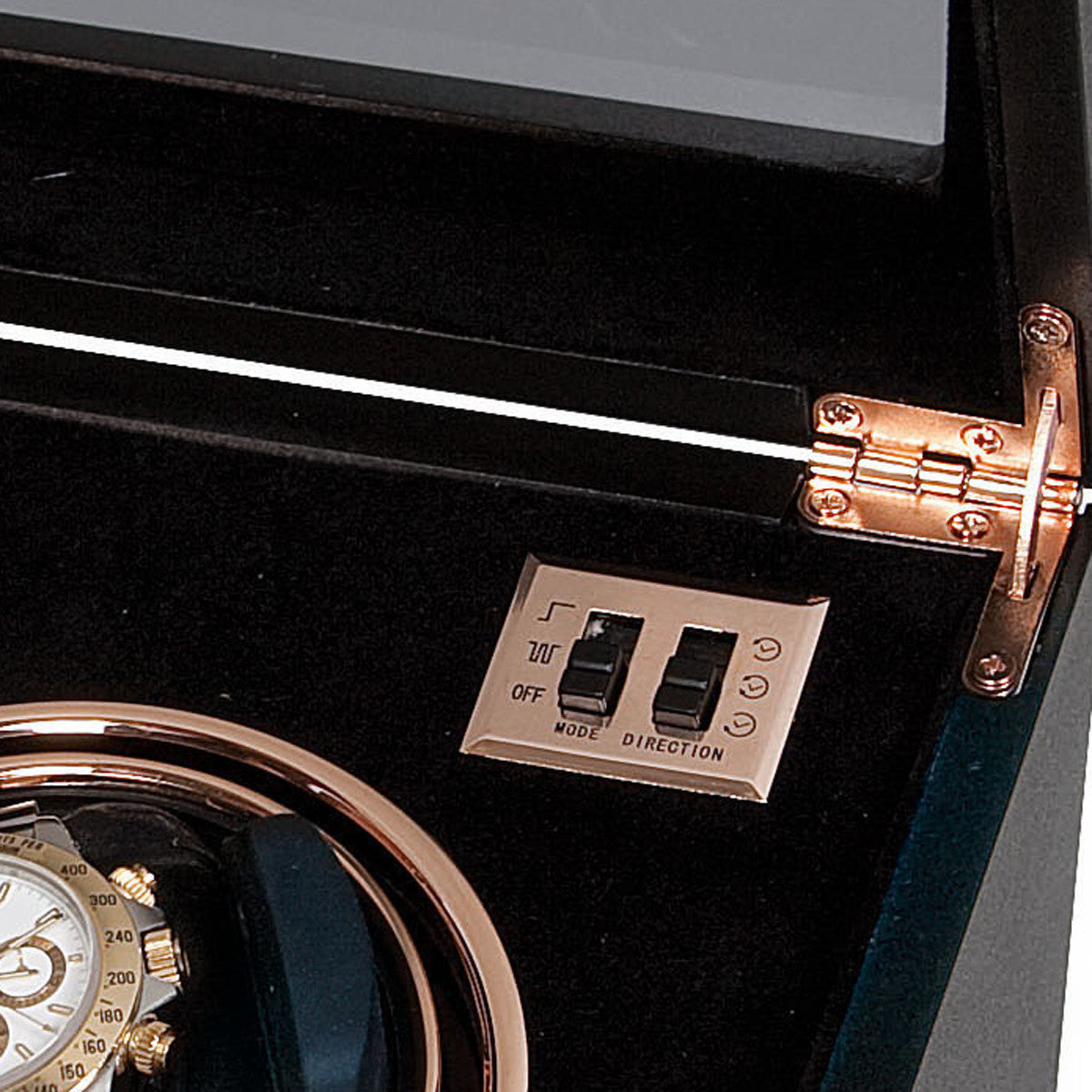 Rapport Optima Watch Winder Duo in Black w Rose Gold W332 - Watchwindersplus