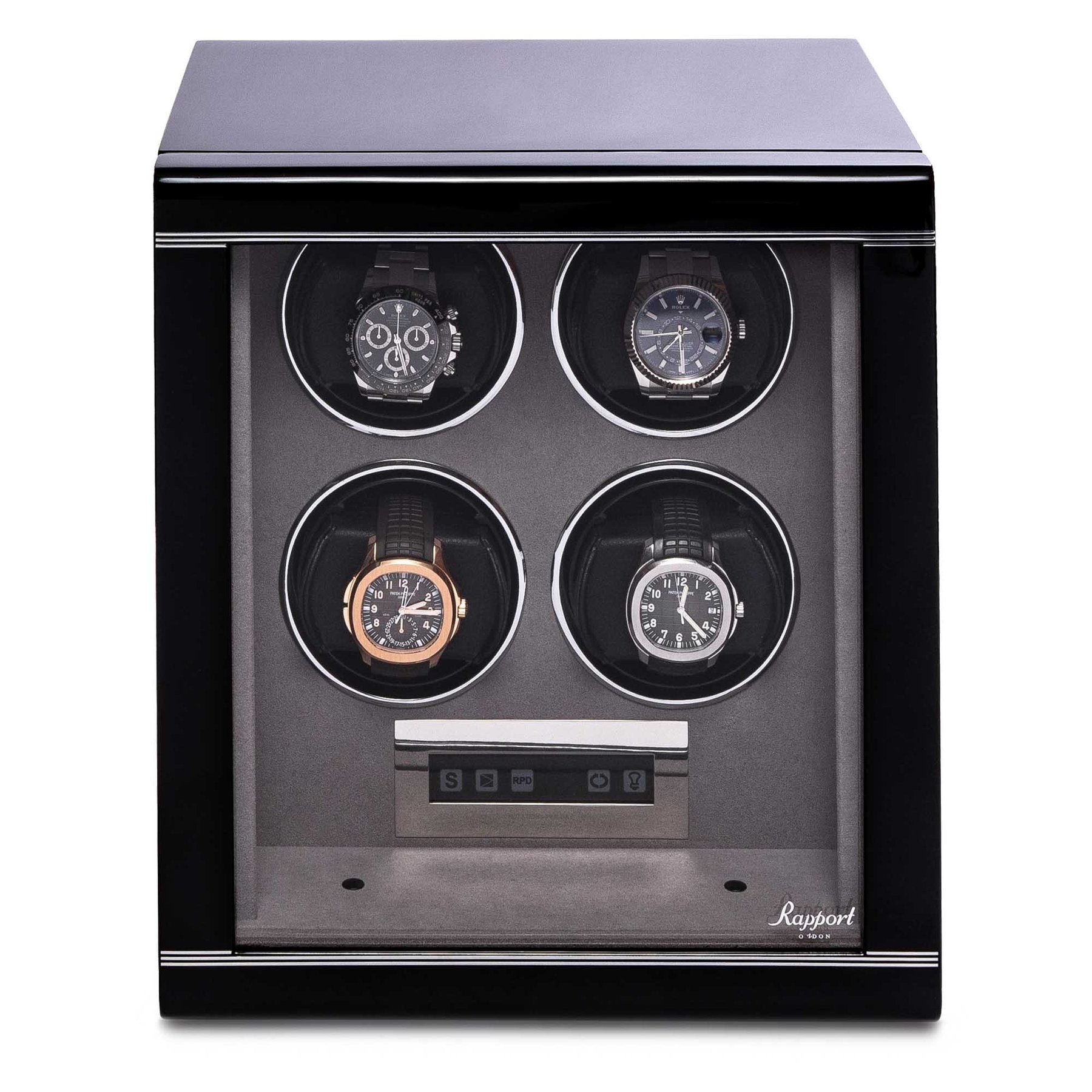 Rapport Formula Watch Winder Quad in Ebony W554 - Watchwindersplus