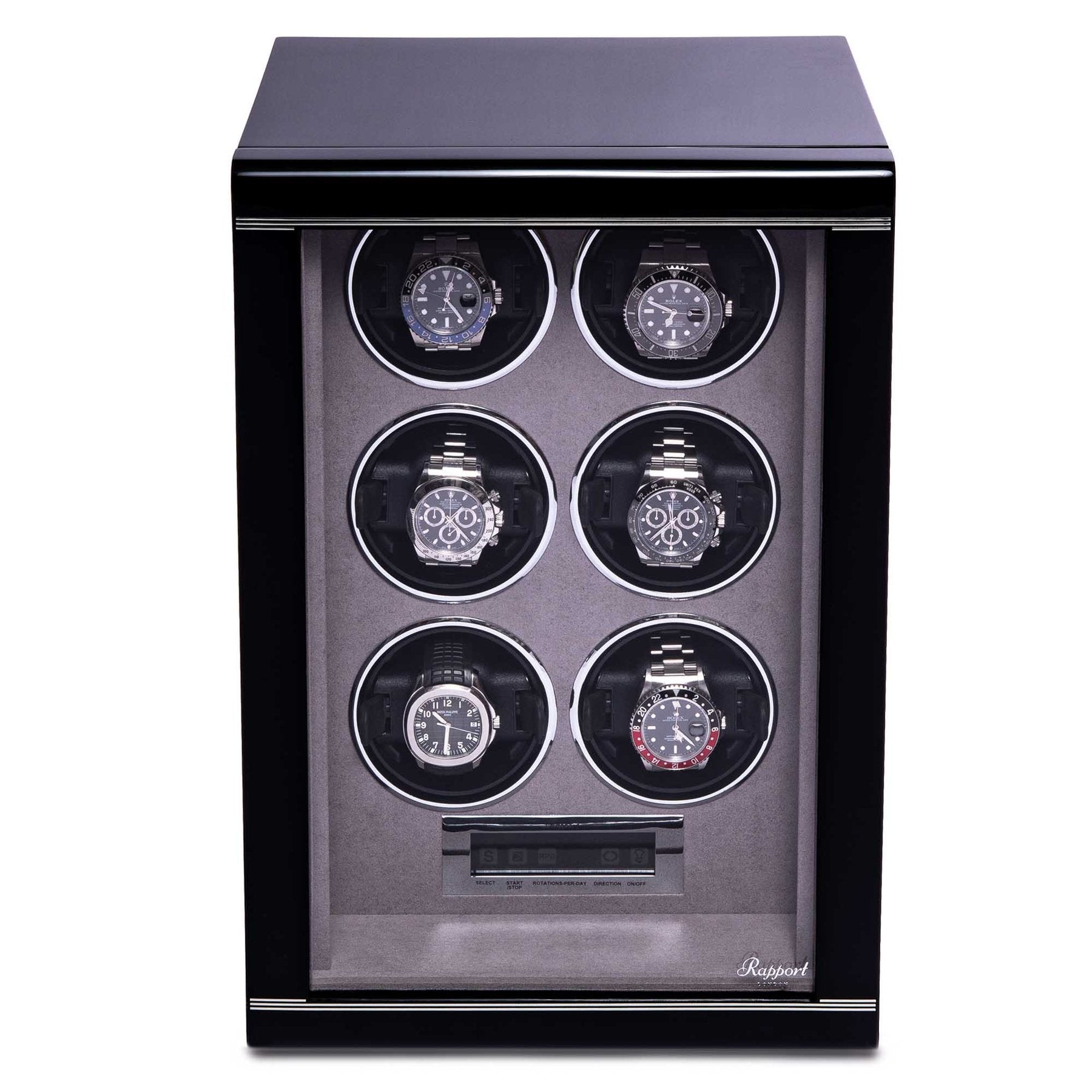 Rapport Formula 6-Unit Watch Winder in Ebony W556 - Watchwindersplus