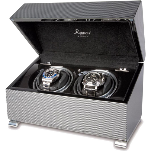 Rapport Vogue Watch Winder Duo in Carbon W372 Watchwindersplus