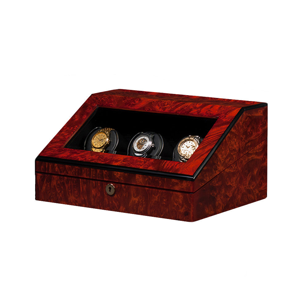 Orbita Siena 3-Unit Watch Winder in Burlwood - Watchwindersplus