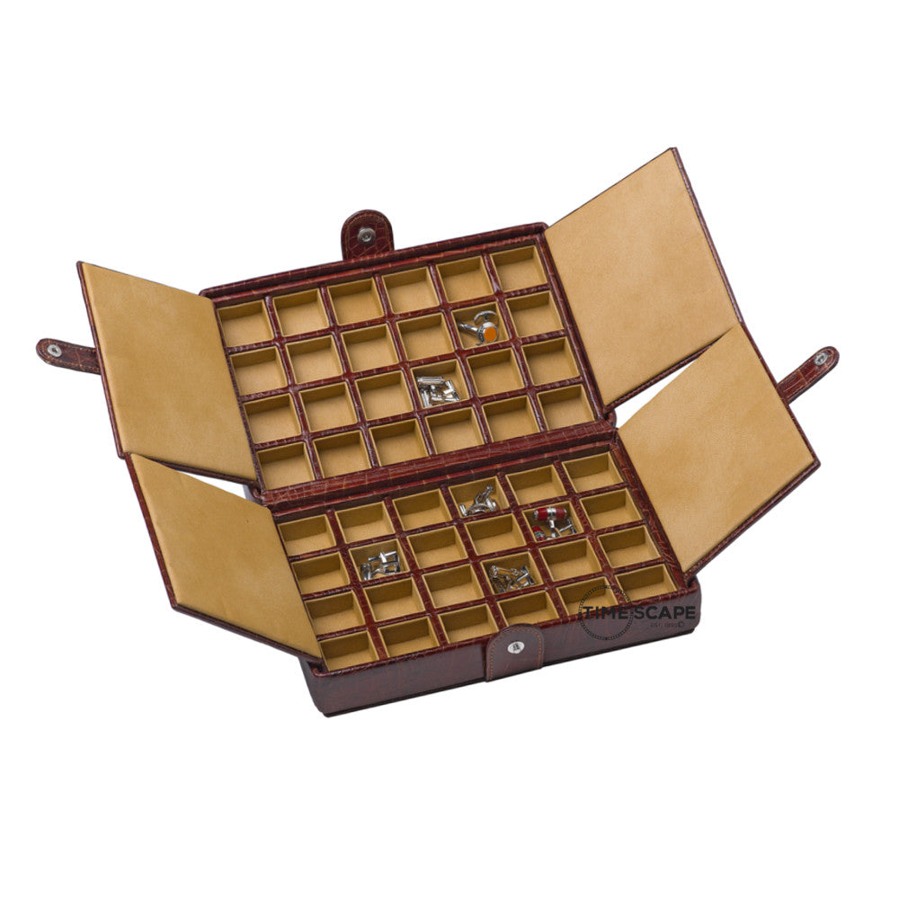 Underwood (London) - 48-Unit Cufflink Box in Brown Croco